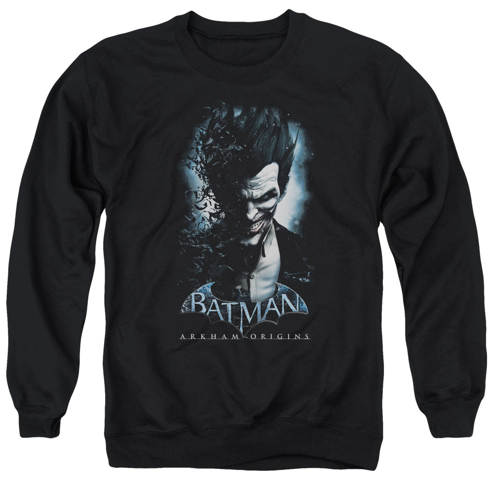 Batman Arkham Origins Joker Men's Crewneck 50 50 Poly Long-Sleeve T-Shirt