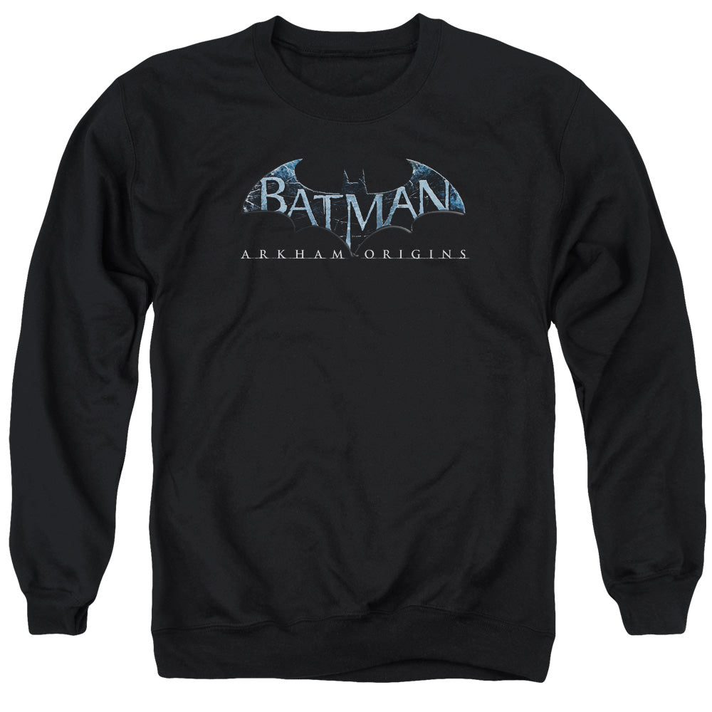 Batman Arkham Origins Logo Men's Crewneck 50 50 Poly Long-Sleeve T-Shirt