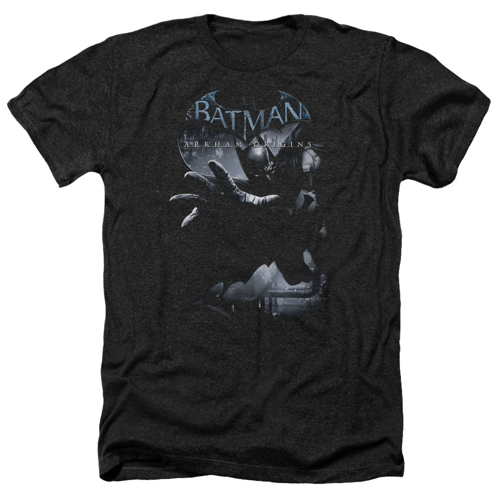Batman Arkham Origins Out Of The Shadows Men's 30/1 Heather 60 40 Poly Short-Sleeve T-Shirt