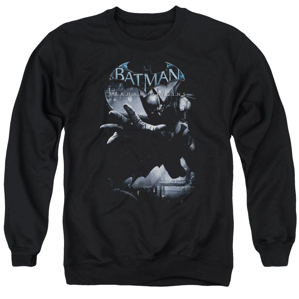 Batman Arkham Origins Out Of The Shadows Men's Crewneck 50 50 Poly Long-Sleeve T-Shirt