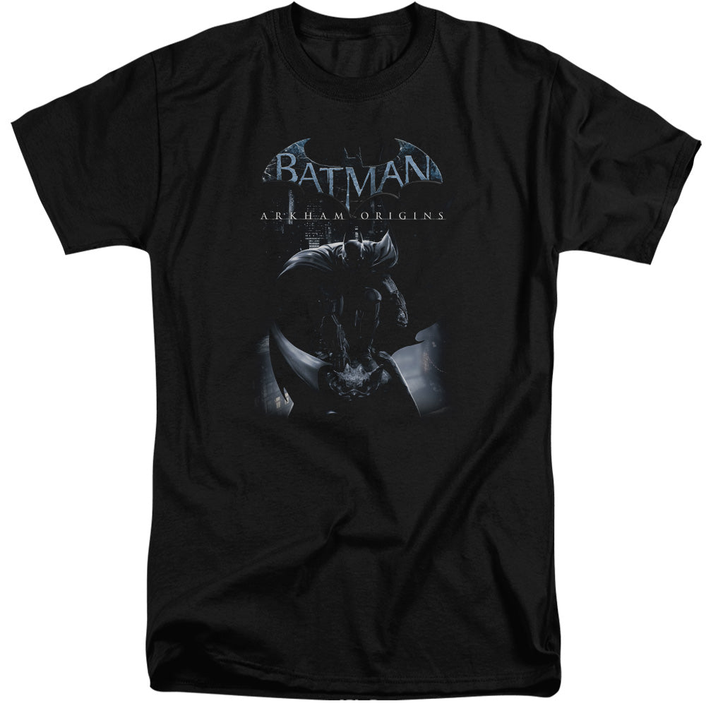 Batman Arkham Origins Perched Cat Men's 18/1 Tall Cotton Short-Sleeve T-Shirt