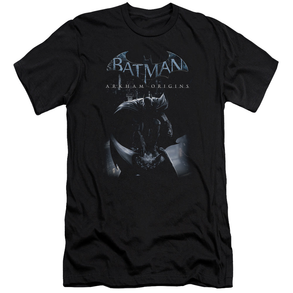 Batman Arkham Origins Perched Cat Men's Ultra-Soft 30/1 Cotton Slim Short-Sleeve T-Shirt