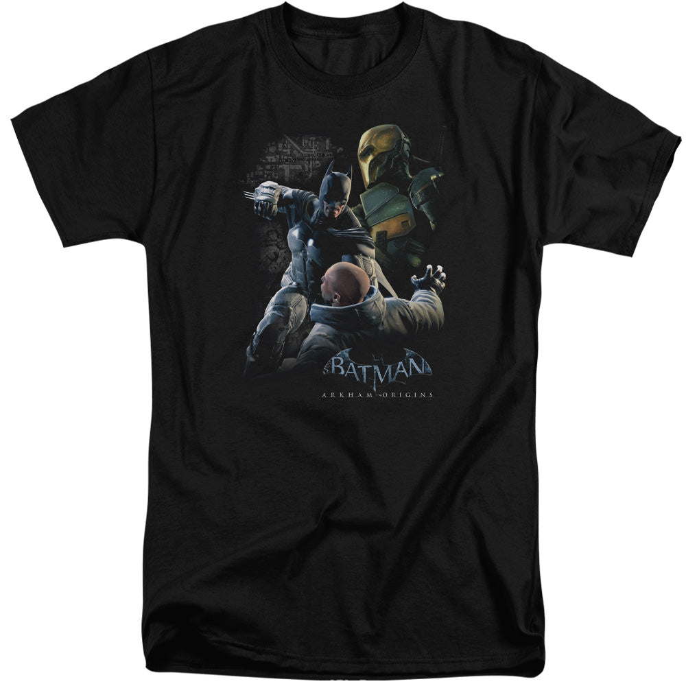 Batman Arkham Origins Punch Men's 18/1 Tall Cotton Short-Sleeve T-Shirt