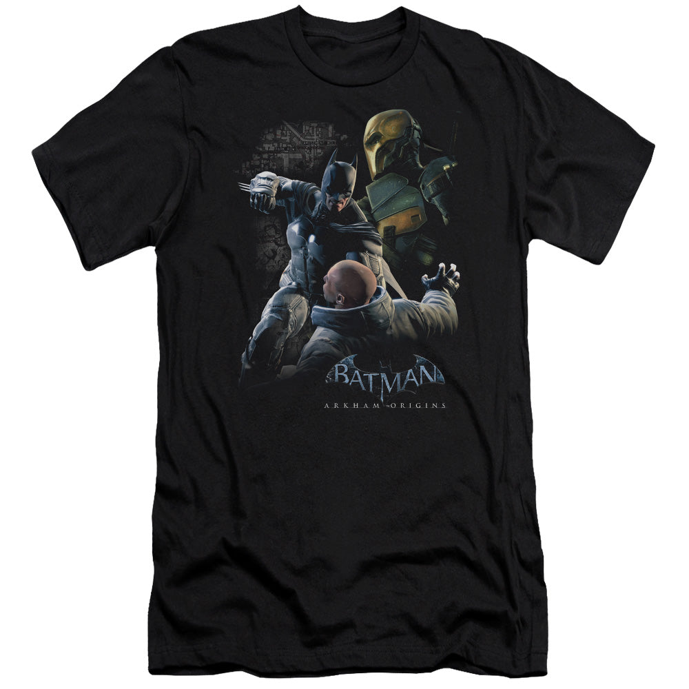 Batman Arkham Origins Punch Men's Ultra-Soft 30/1 Cotton Slim Short-Sleeve T-Shirt