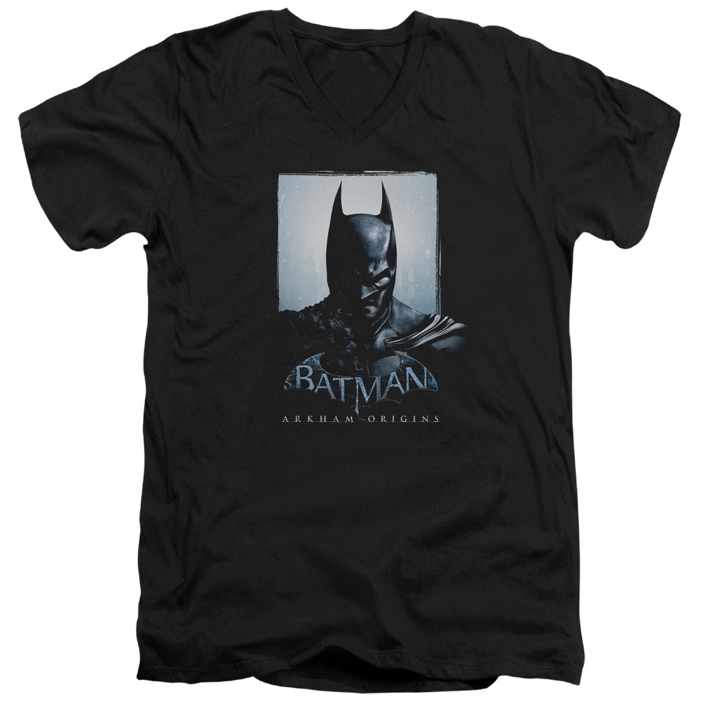 Batman Arkham Origins Two Sides Men's 30/1 Cotton Slim V-Neck T-Shirt