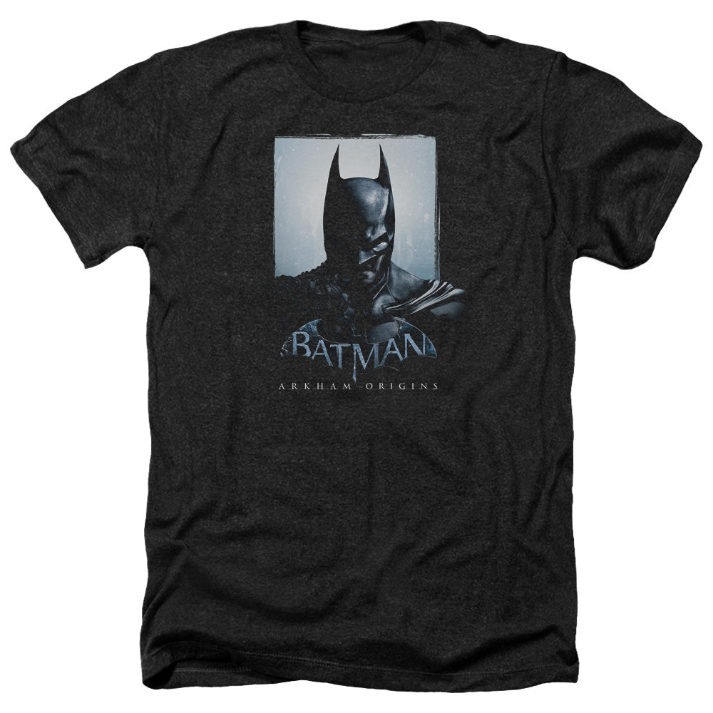 Batman Arkham Origins Two Sides Men's 30/1 Heather 60 40 Poly Short-Sleeve T-Shirt