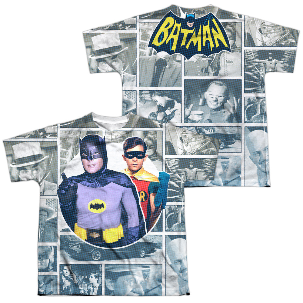 Batman Classic TV Series 60S Panels (Front/Back Print) Youth Regular Fit Poly Short-Sleeve T-Shirt