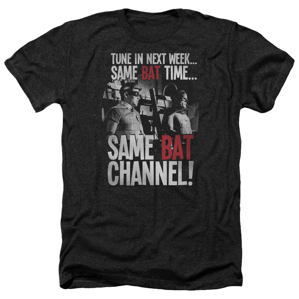 Batman Classic TV Series Bat Channel Men's 30/1 Heather 60 40 Poly Short-Sleeve T-Shirt