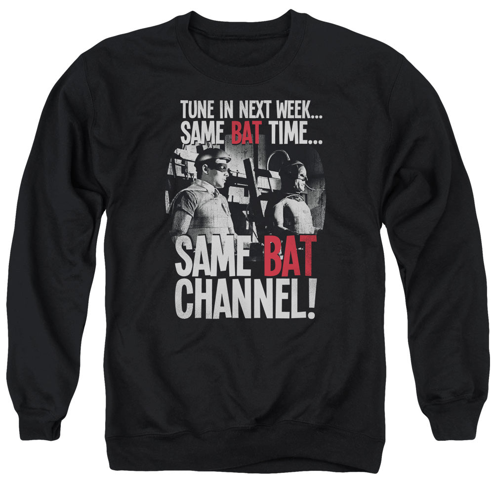 Batman Classic TV Series Bat Channel Men's Crewneck 50 50 Poly Long-Sleeve T-Shirt