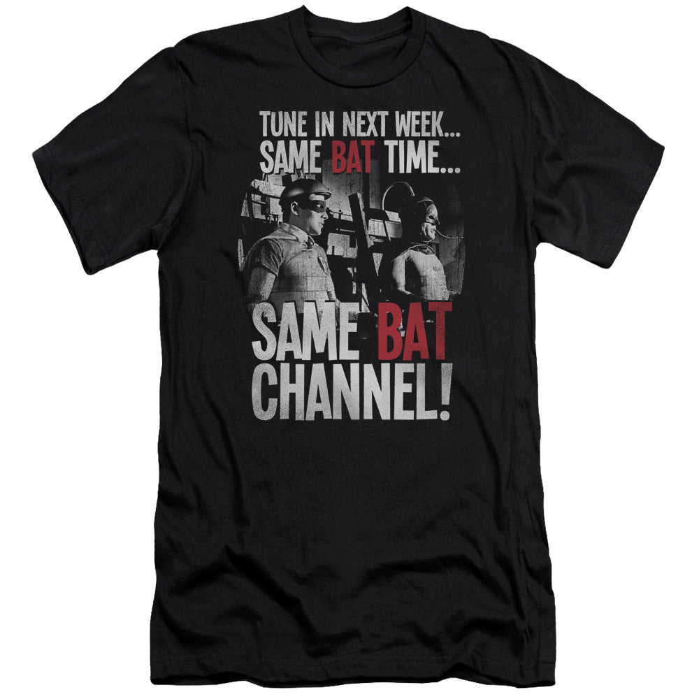 Batman Classic TV Series Bat Channel Men's Ultra-Soft 30/1 Cotton Slim Short-Sleeve T-Shirt
