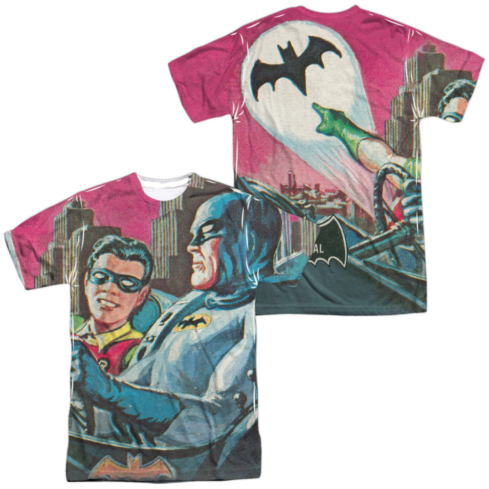 Batman Classic TV Series Bat Signal (Front/Back Print) Men's Regular Fit Polyester Short-Sleeve T-Shirt