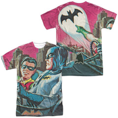 Batman Classic TV Series Bat Signal (Front/Back Print) Men's Regular Fit Polyester Short-Sleeve T-Shirt