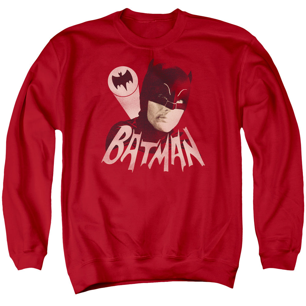 Batman Classic TV Series Bat Signal Men's Crewneck 50 50 Poly Long-Sleeve T-Shirt