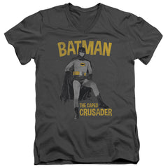 Batman Classic TV Series Caped Crusader Men's 30/1 Cotton Slim V-Neck T-Shirt