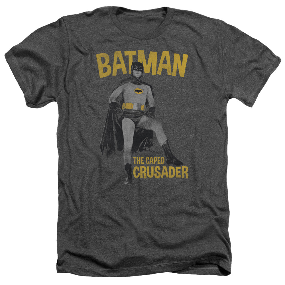 Batman Classic TV Series Caped Crusader Men's 30/1 Heather 60 40 Poly Short-Sleeve T-Shirt