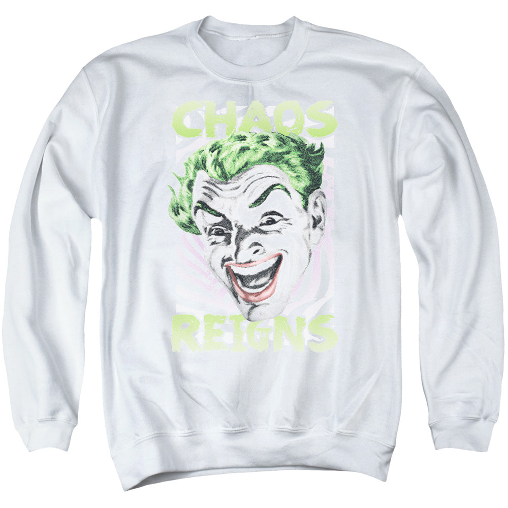 Batman Classic TV Series Chaos Reigns Men's Crewneck 50 50 Poly Long-Sleeve T-Shirt