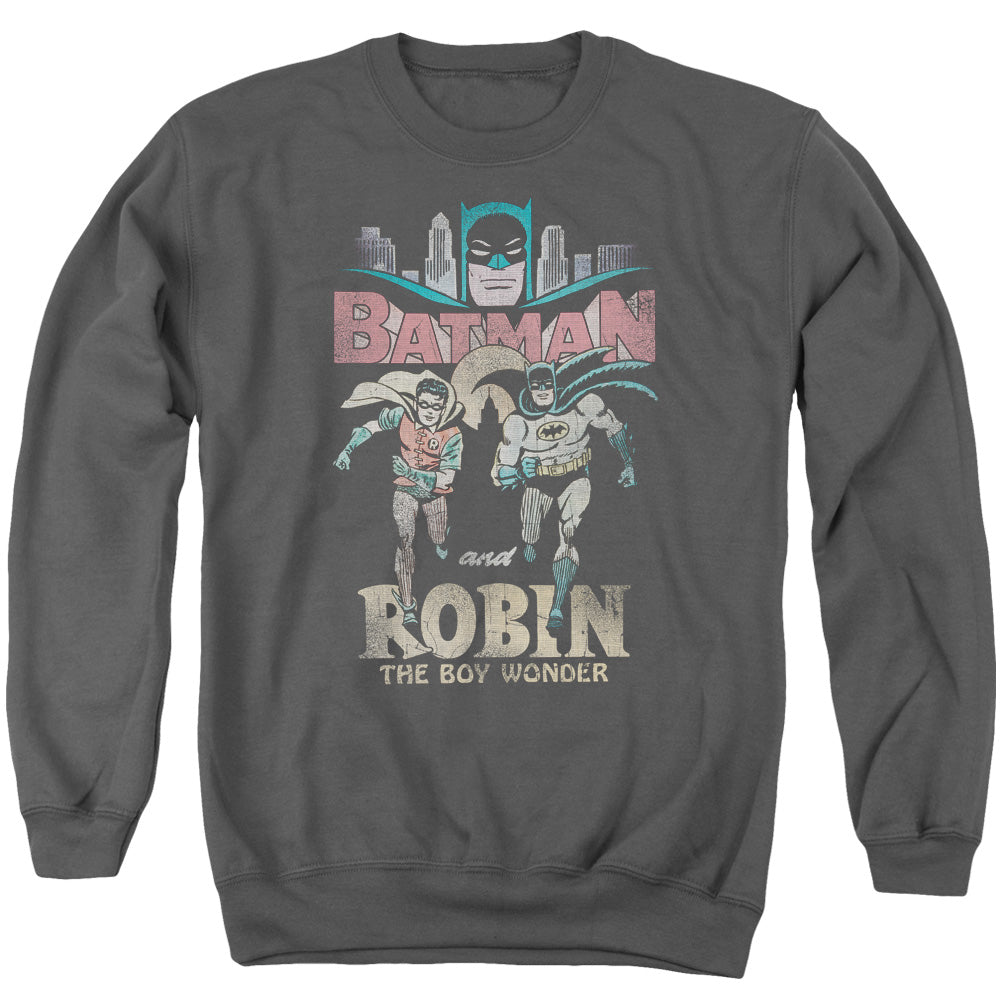 Batman Classic TV Series Classic Duo Men's Crewneck 50 50 Poly Long-Sleeve T-Shirt