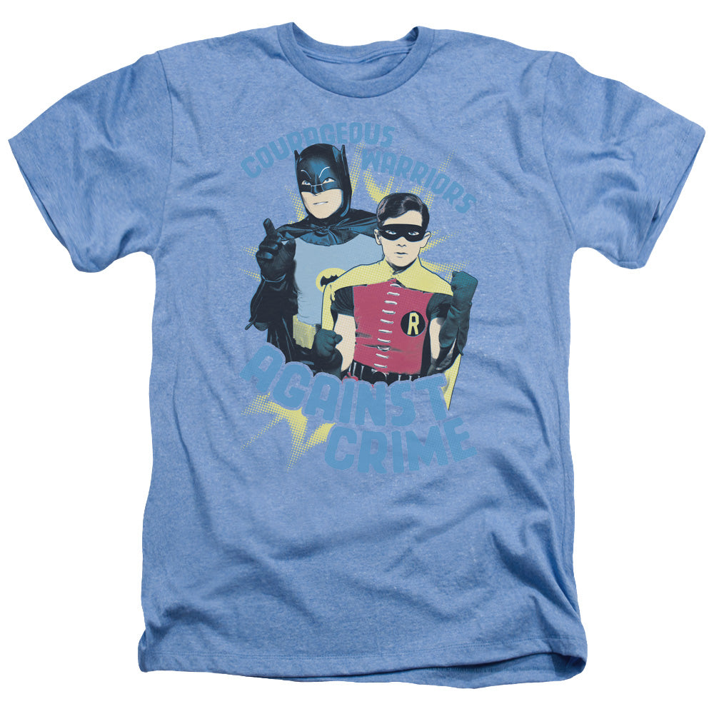 Batman Classic TV Series Courageous Warriors Men's 30/1 Heather 60 40 Poly Short-Sleeve T-Shirt