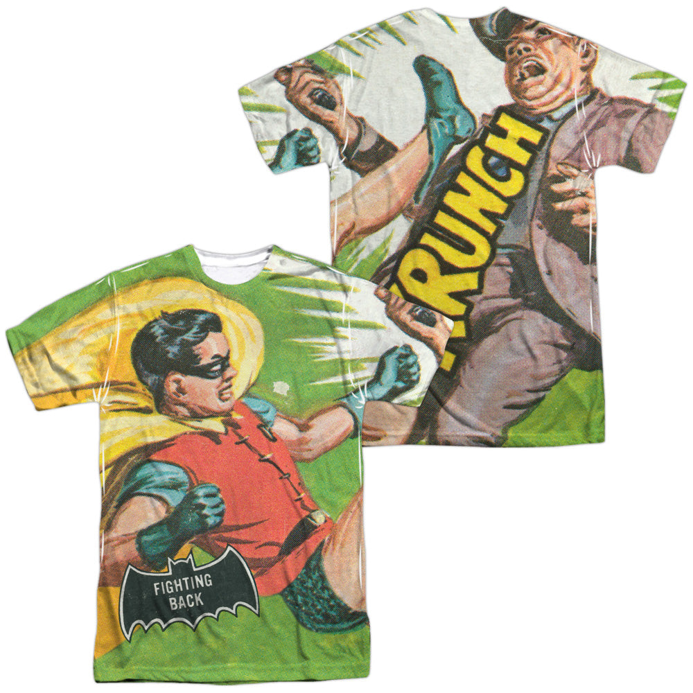 Batman Classic TV Series Fighting Back (Front/Back Print) Men's Regular Fit Polyester Short-Sleeve T-Shirt