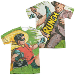 Batman Classic TV Series Fighting Back (Front/Back Print) Men's Regular Fit Polyester Short-Sleeve T-Shirt