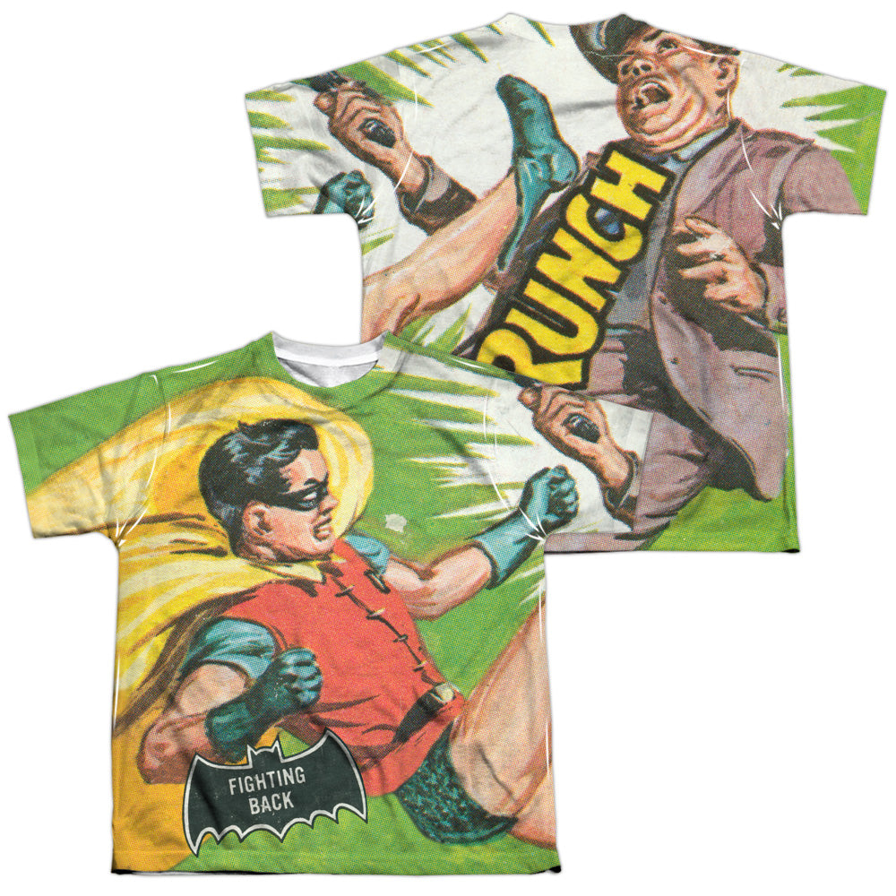 Batman Classic TV Series Fighting Back (Front/Back Print) Youth Regular Fit Poly Short-Sleeve T-Shirt