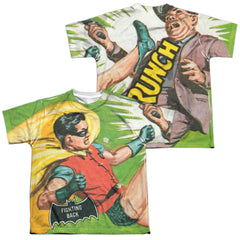 Batman Classic TV Series Fighting Back (Front/Back Print) Youth Regular Fit Poly Short-Sleeve T-Shirt