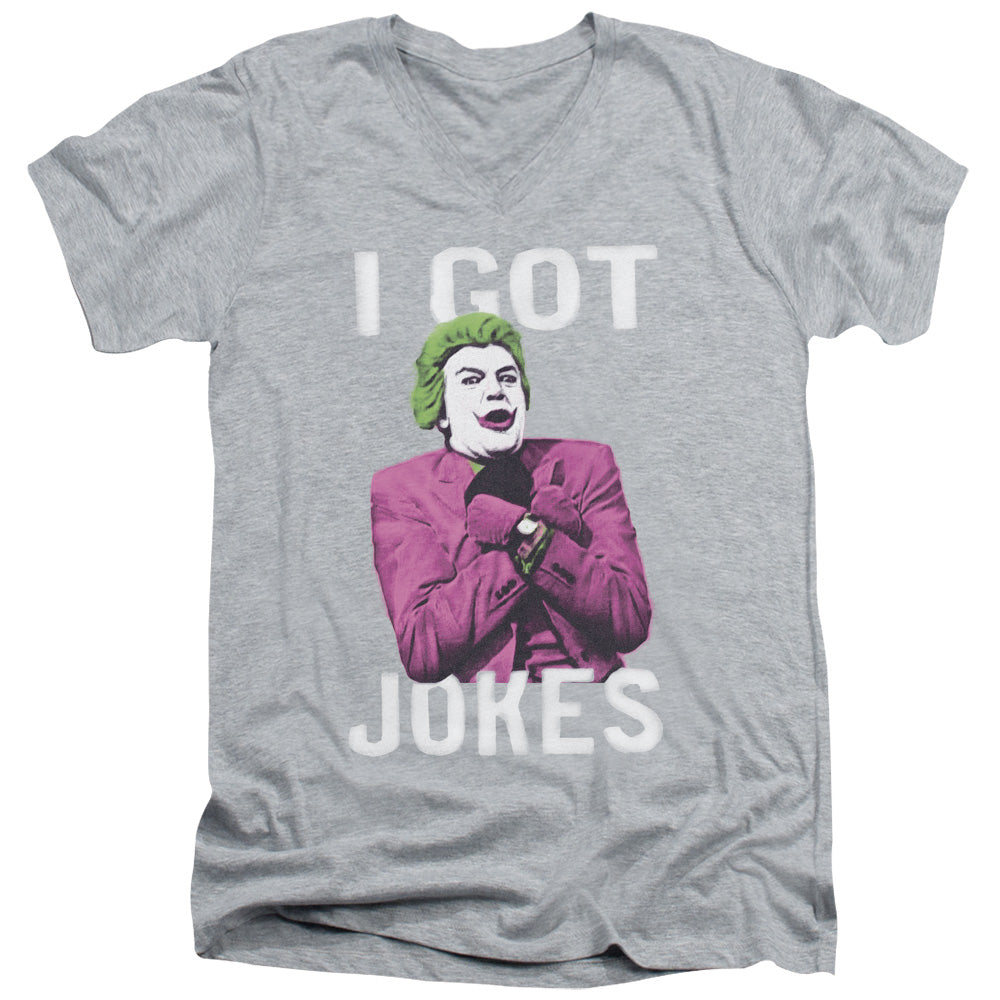 Batman Classic TV Series Got Jokes Men's 30/1 Cotton Slim V-Neck T-Shirt