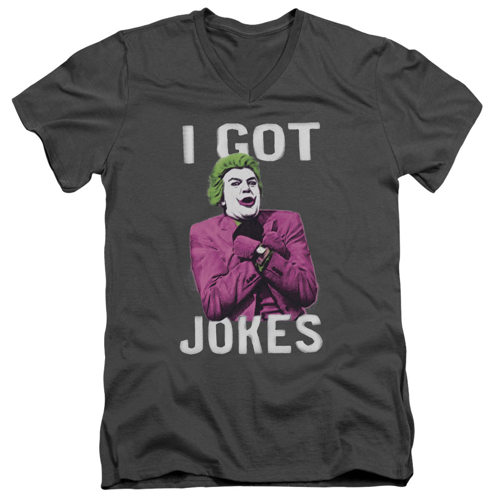 Batman Classic TV Series Got Jokes Men's 30/1 Cotton Slim V-Neck T-Shirt