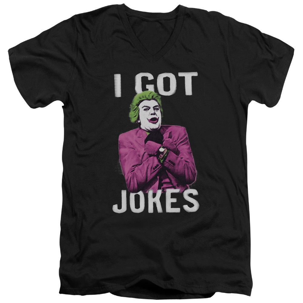 Batman Classic TV Series Got Jokes Men's 30/1 Cotton Slim V-Neck T-Shirt