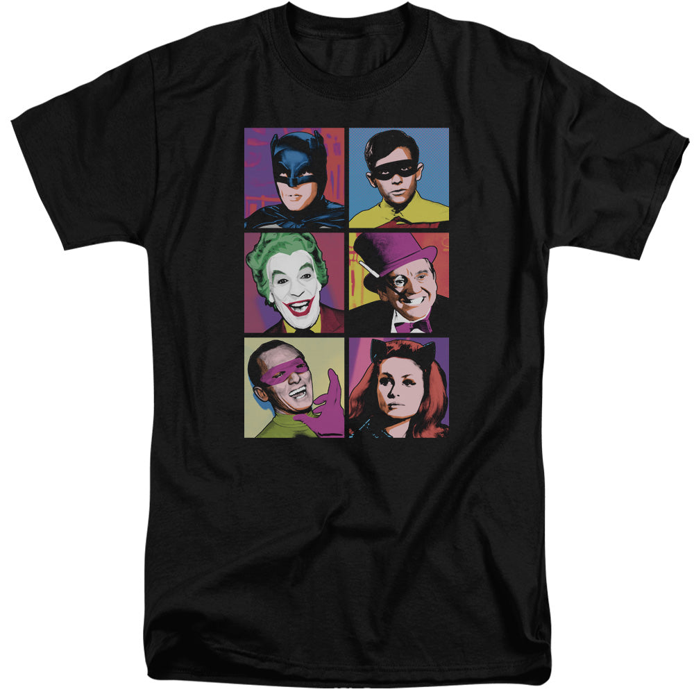 Batman Classic TV Series Pop Cast Men's 18/1 Tall Cotton Short-Sleeve T-Shirt