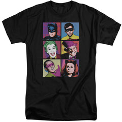 Batman Classic TV Series Pop Cast Men's 18/1 Tall Cotton Short-Sleeve T-Shirt