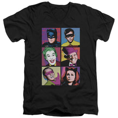 Batman Classic TV Series Pop Cast Men's 30/1 Cotton Slim V-Neck T-Shirt