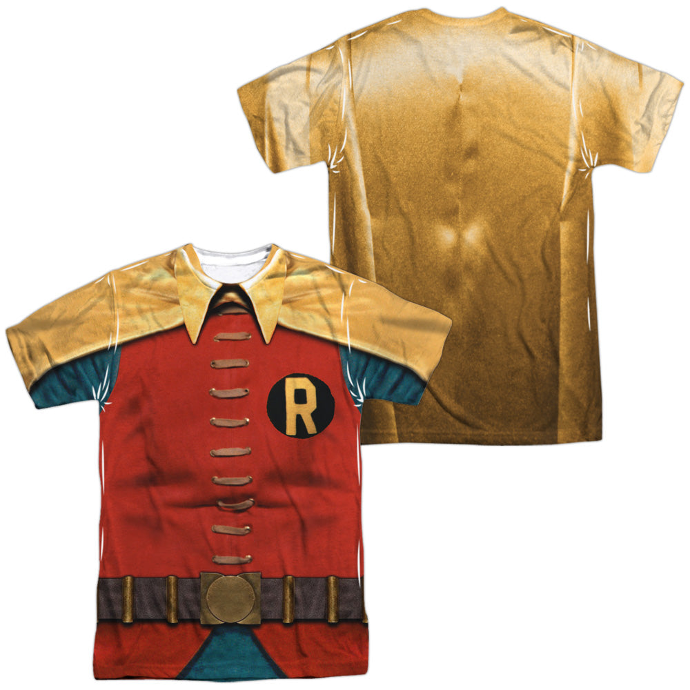 Batman Classic TV Series Robin Costume (Front/Back Print) Men's Regular Fit Polyester Short-Sleeve T-Shirt