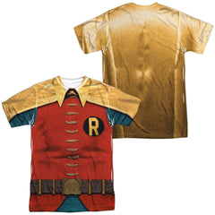 Batman Classic TV Series Robin Costume (Front/Back Print) Men's Regular Fit Polyester Short-Sleeve T-Shirt