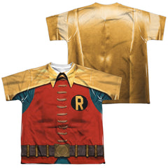 Batman Classic TV Series Robin Costume (Front/Back Print) Youth Regular Fit Poly Short-Sleeve T-Shirt