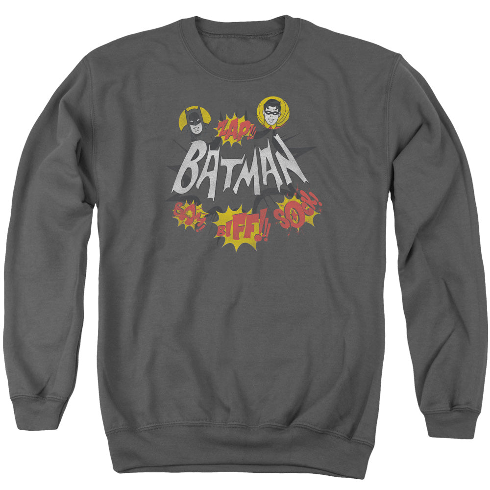 Batman Classic TV Series Sound Effects Men's Crewneck 50 50 Poly Long-Sleeve T-Shirt