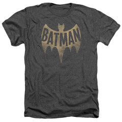 Batman Classic TV Series Vintage Logo Men's 30/1 Heather 60 40 Poly Short-Sleeve T-Shirt