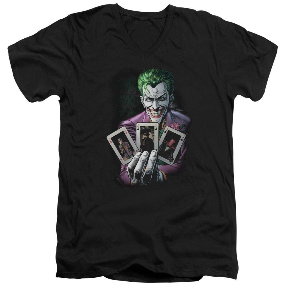 Batman Comics 3 Of A Kind Men's 30/1 Cotton Slim V-Neck T-Shirt