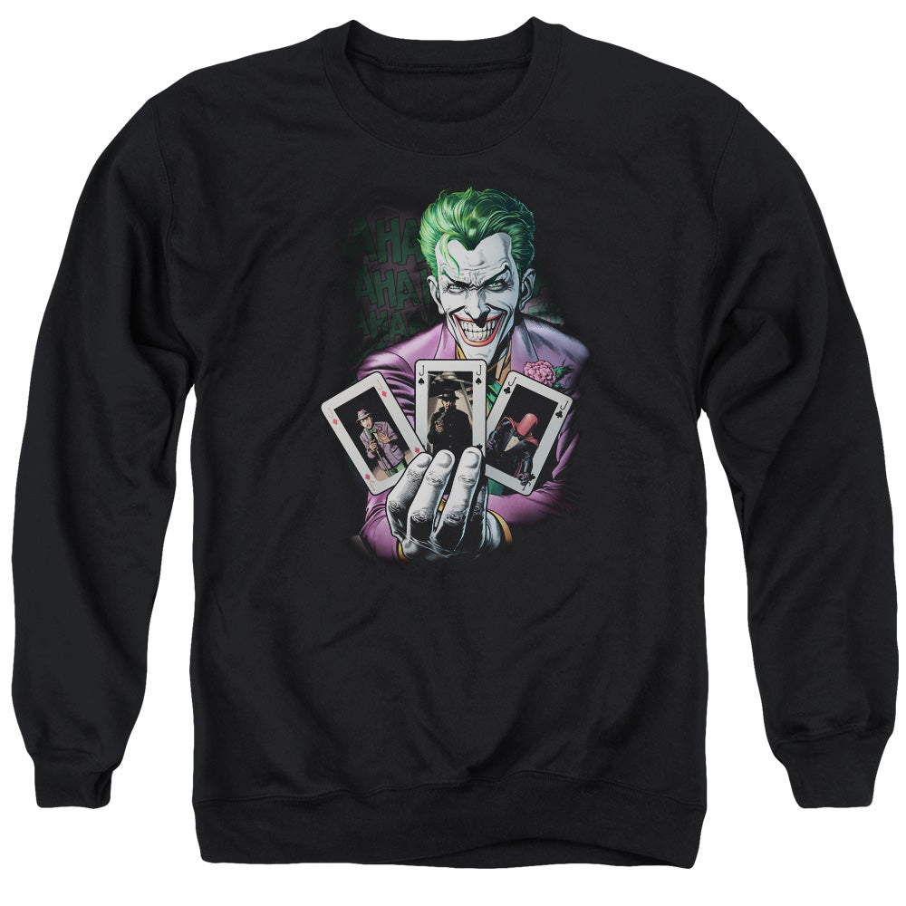 Batman Comics 3 Of A Kind Men's Crewneck 50 50 Poly Long-Sleeve T-Shirt