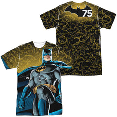 Batman Comics 75 Glow (Front/Back Print) Men's Regular Fit Polyester Short-Sleeve T-Shirt
