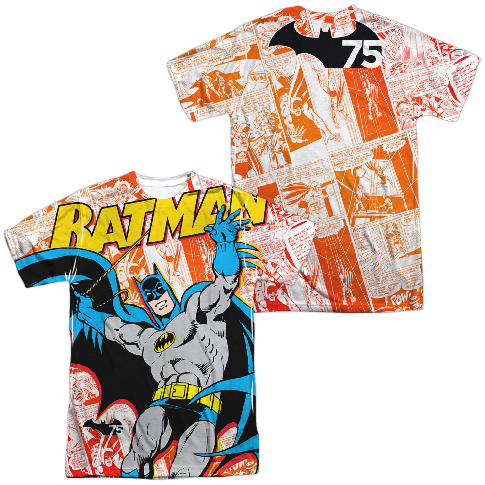Batman Comics 75 Panels (Front/Back Print) Men's Regular Fit Polyester Short-Sleeve T-Shirt