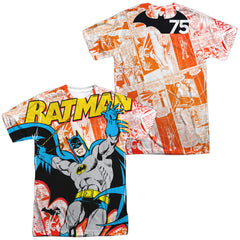 Batman Comics 75 Panels (Front/Back Print) Men's Regular Fit Polyester Short-Sleeve T-Shirt
