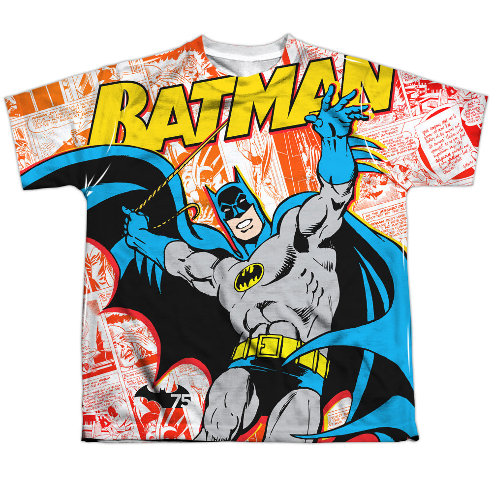 Batman Comics 75 Panels Youth Regular Fit Poly Short-Sleeve T-Shirt
