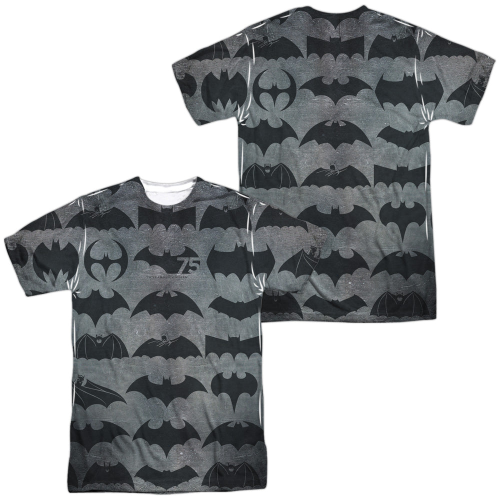Batman Comics 75 Symbols (Front/Back Print) Men's Regular Fit Polyester Short-Sleeve T-Shirt