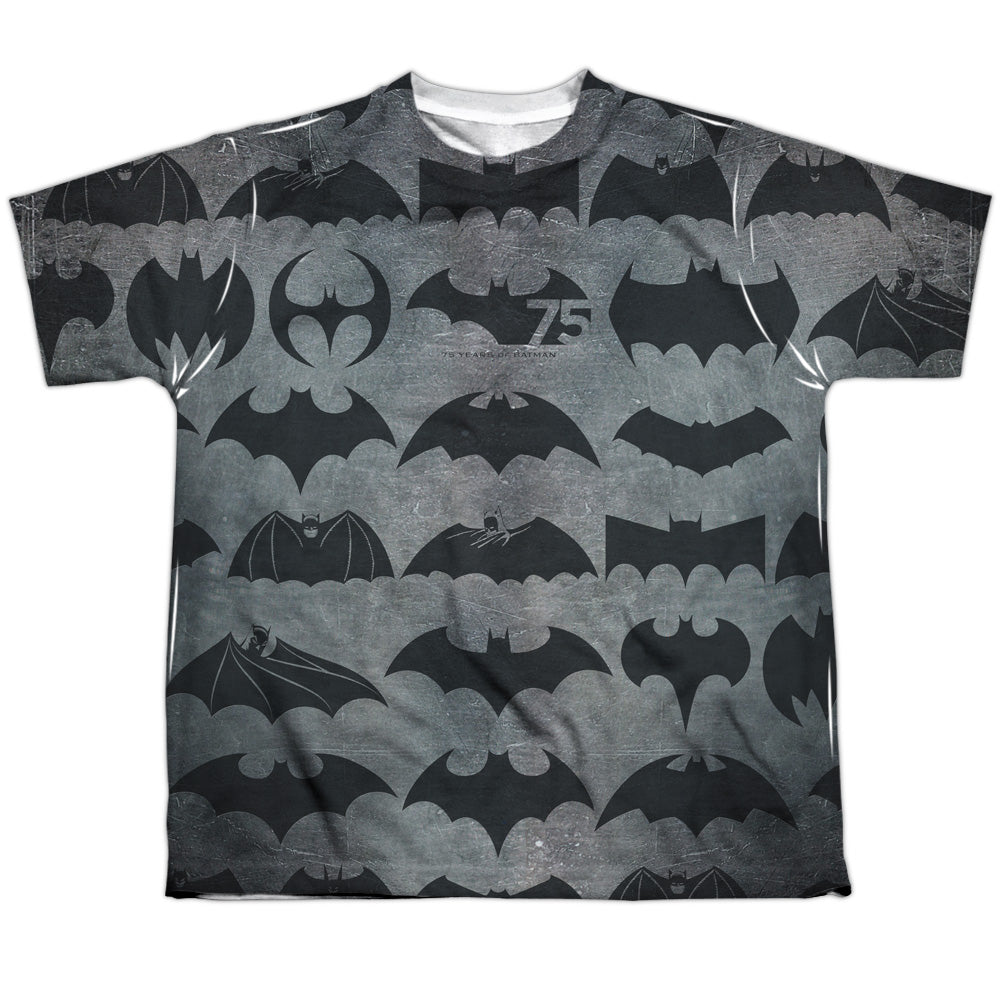 Batman Comics 75 Symbols Youth Regular Fit Poly Short-Sleeve T-Shirt