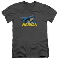 Batman Comics 8 Bit Cape Men's 30/1 Cotton Slim V-Neck T-Shirt