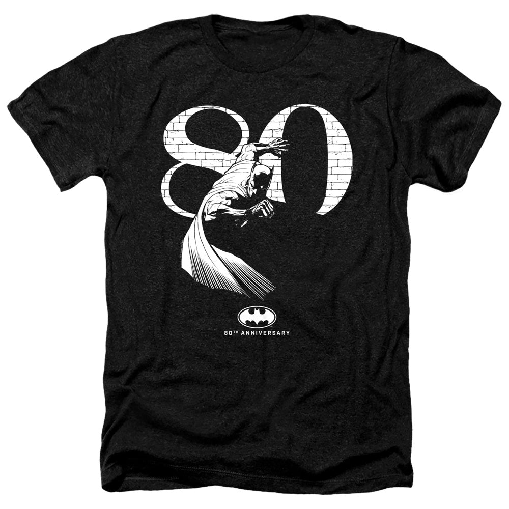 Batman Comics 80 Wall Men's 30/1 Heather 60 40 Poly Short-Sleeve T-Shirt