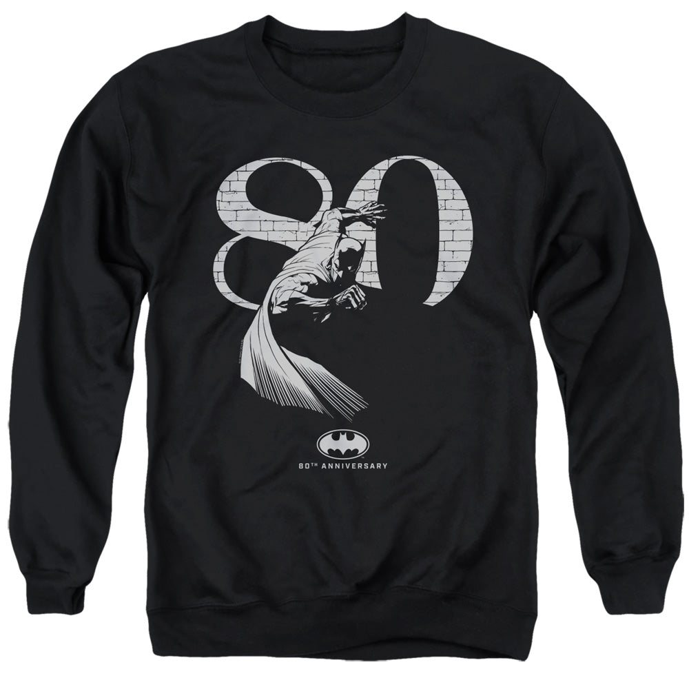 Batman Comics 80 Wall Men's Crewneck 50 50 Poly Long-Sleeve T-Shirt