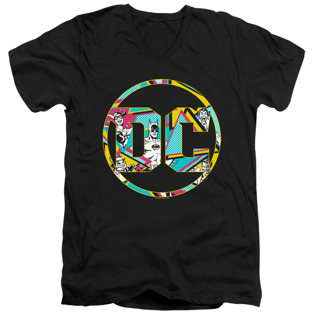 Batman Comics 80S Bat Logo Men's 30/1 Cotton Slim V-Neck T-Shirt