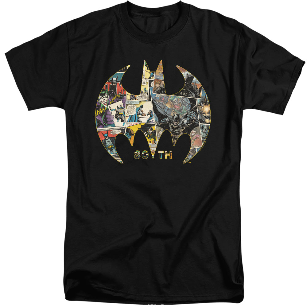 Batman Comics 80Th Shield Men's 18/1 Tall Cotton Short-Sleeve T-Shirt